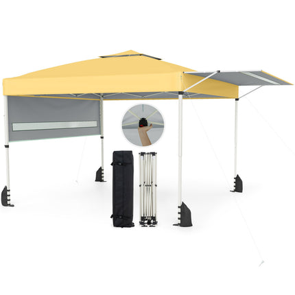10 x 17 Feet Pop Up Canopy Tent with Dual Adjustable Awnings-Yellow