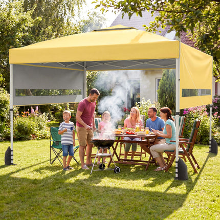 10 x 17 Feet Pop Up Canopy Tent with Dual Adjustable Awnings-Yellow