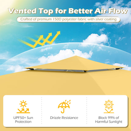 10 x 17 Feet Pop Up Canopy Tent with Dual Adjustable Awnings-Yellow