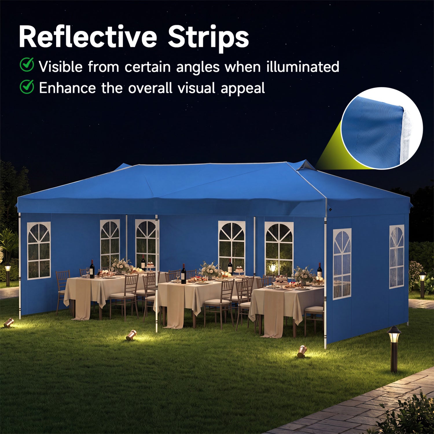 10 x 20 FT Pop Up Canopy Tent with 6 Sidewalls and Adjustable Height-Blue