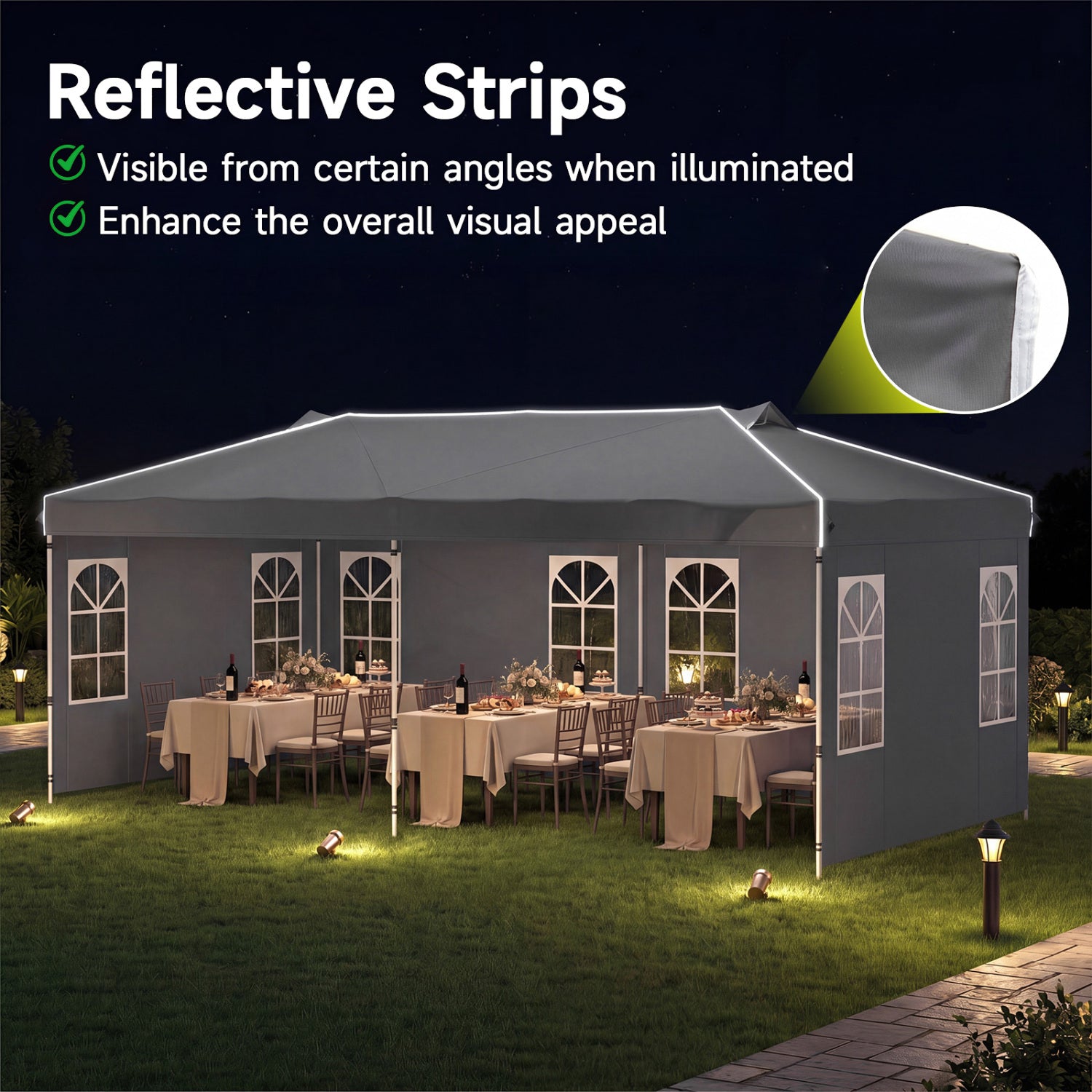 10 x 20 FT Pop Up Canopy Tent with 6 Sidewalls and Adjustable Height-Gray