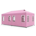 10 x 20 FT Pop Up Canopy Tent with 6 Sidewalls and Adjustable Height-Pink