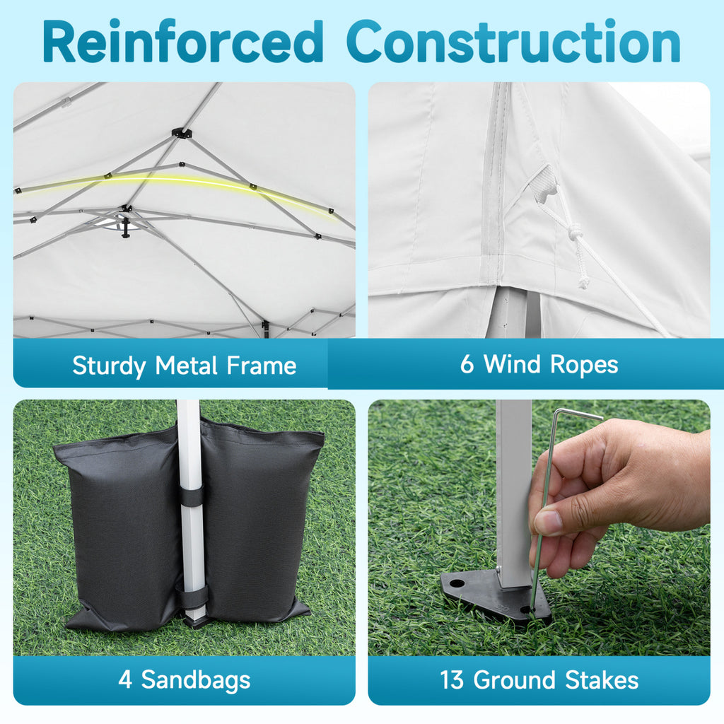 10 x 20 FT Pop Up Canopy Tent with 6 Sidewalls and Adjustable Height-White