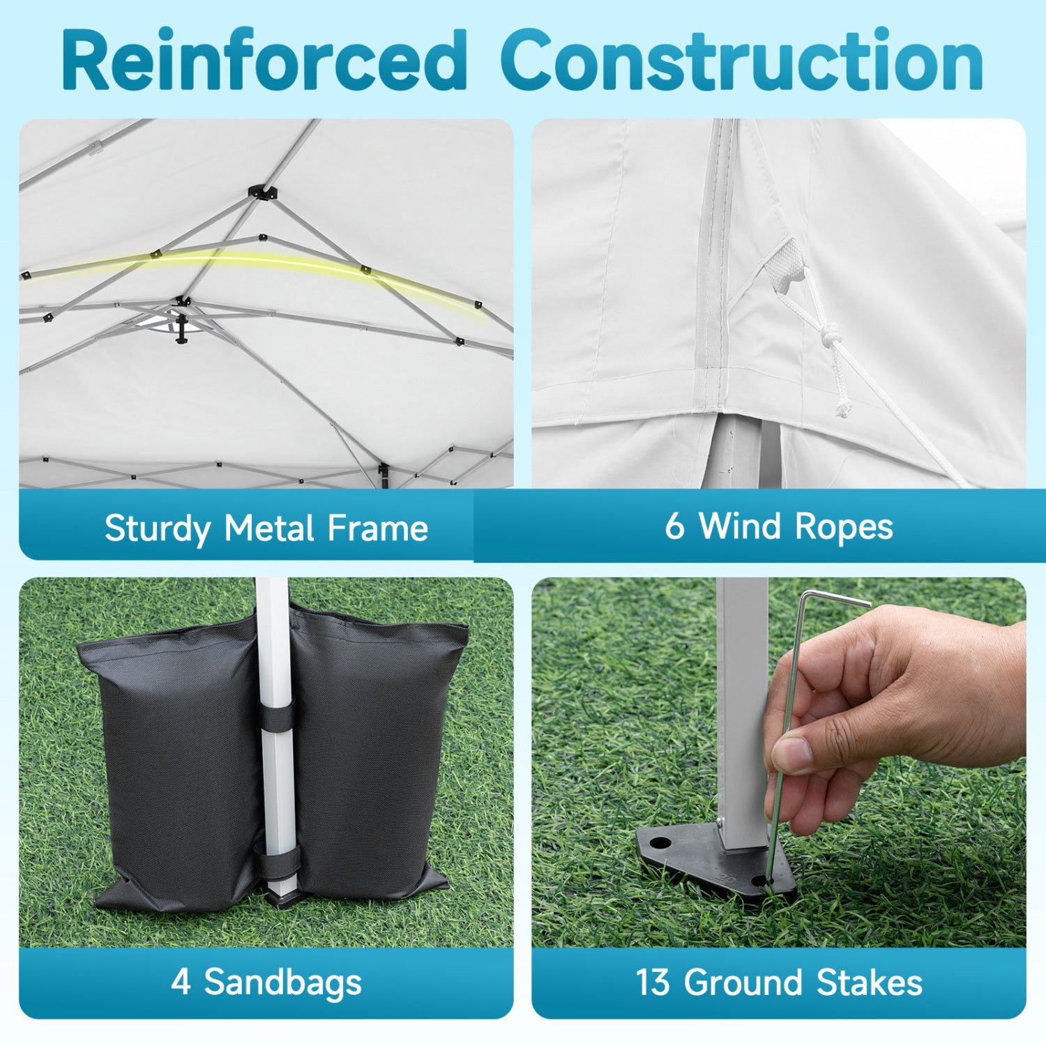 10 x 20 FT Pop Up Canopy Tent with 6 Sidewalls and Adjustable Height-White
