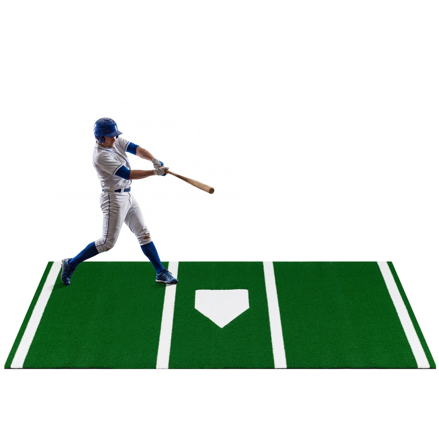 10 x 3.8 ft Baseball and Softball Hitting Mat with Home Plate-Green
