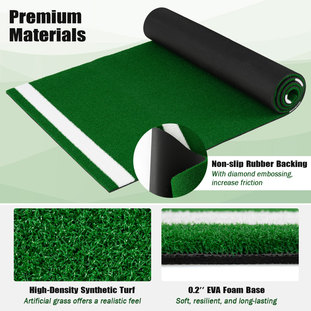 10 x 3.8 ft Baseball and Softball Hitting Mat with Home Plate-Green