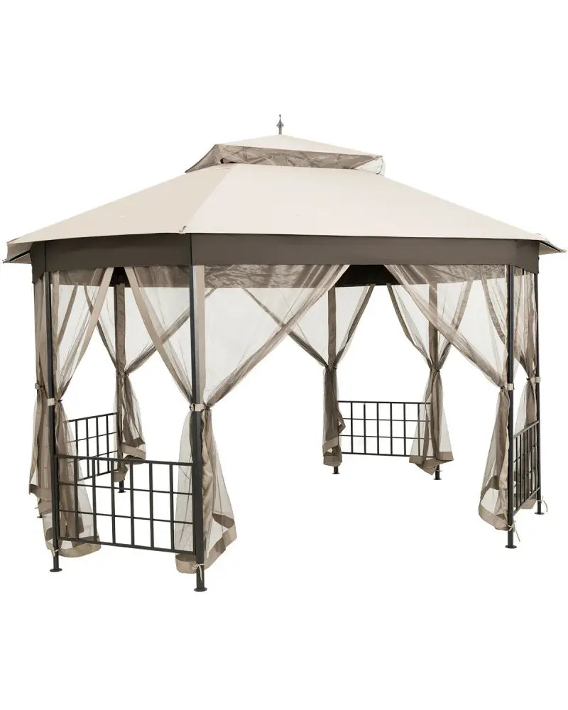 10â™x 12â™ Octagonal Patio Gazebo-Beige - Beige - Gazebos