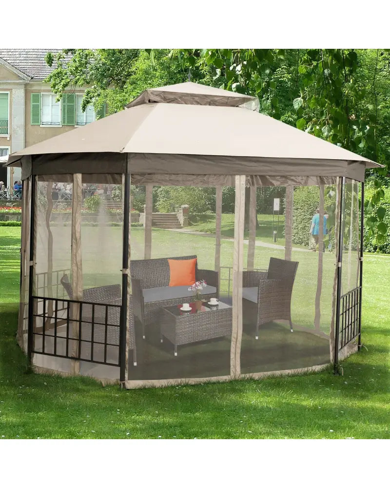 10â™x 12â™ Octagonal Patio Gazebo-Beige - Beige - Gazebos