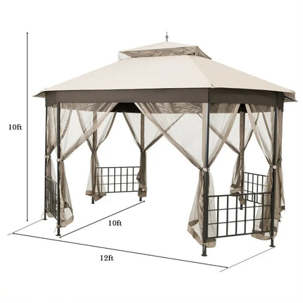 10cm™x 12cm™ Octagonal Patio Gazebo-Beige - Beige - Gazebos