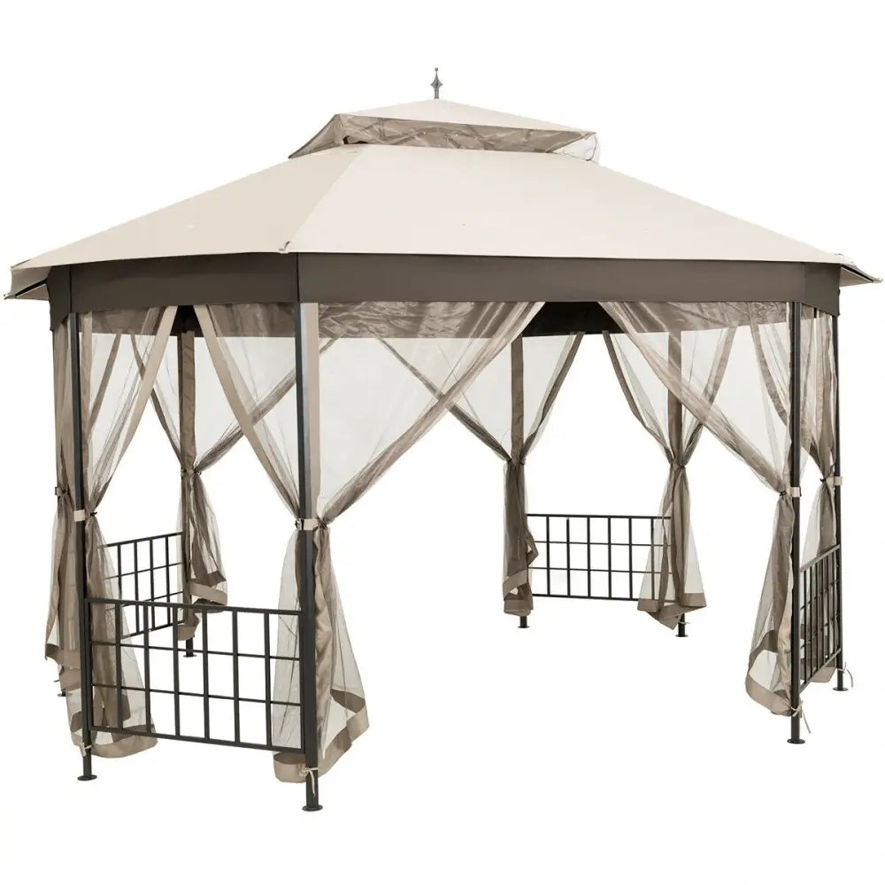 10cm™x 12cm™ Octagonal Patio Gazebo-Beige - Beige - Gazebos