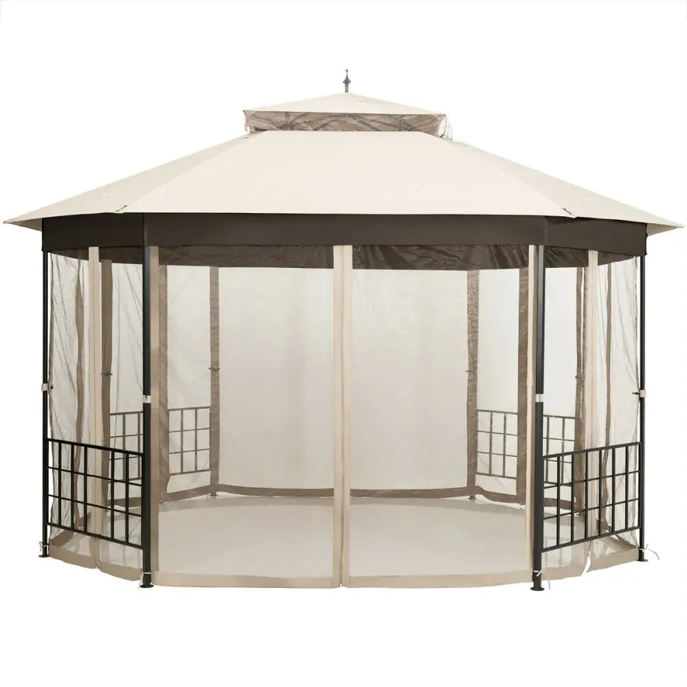 10cm™x 12cm™ Octagonal Patio Gazebo-Beige - Beige - Gazebos