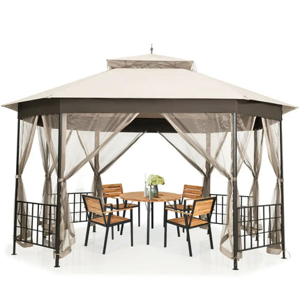 10cm™x 12cm™ Octagonal Patio Gazebo-Beige - Beige - Gazebos