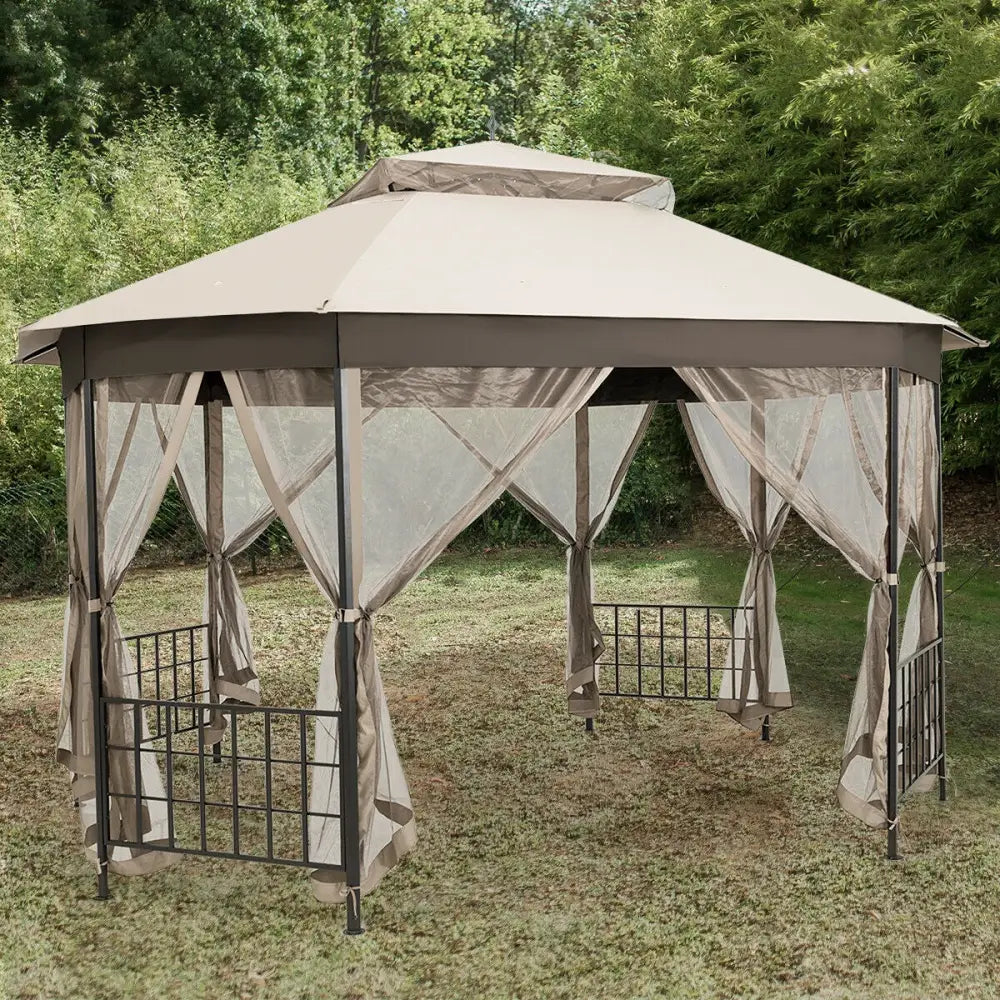10cm™x 12cm™ Octagonal Patio Gazebo-Beige - Beige - Gazebos