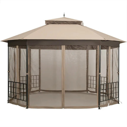 10cm™x 12cm™ Octagonal Patio Gazebo-Brown - Brown - Gazebos