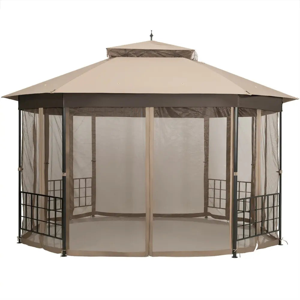 10cm™x 12cm™ Octagonal Patio Gazebo-Brown - Brown - Gazebos