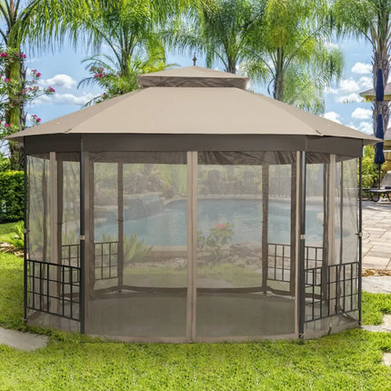 10cm™x 12cm™ Octagonal Patio Gazebo-Brown - Brown - Gazebos