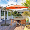 10FT Offset Umbrella with 8 Ribs Cantilever and Cross Base Tilt Adjustment-Orange - Orange - Outdoor Umbrellas