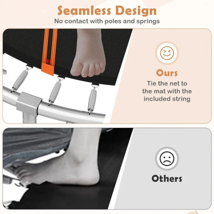 10FT Outdoor Trampoline Heavy-Duty Recreational Trampoline with Safety Enclosure Net-Orange - Orange - Trampolines