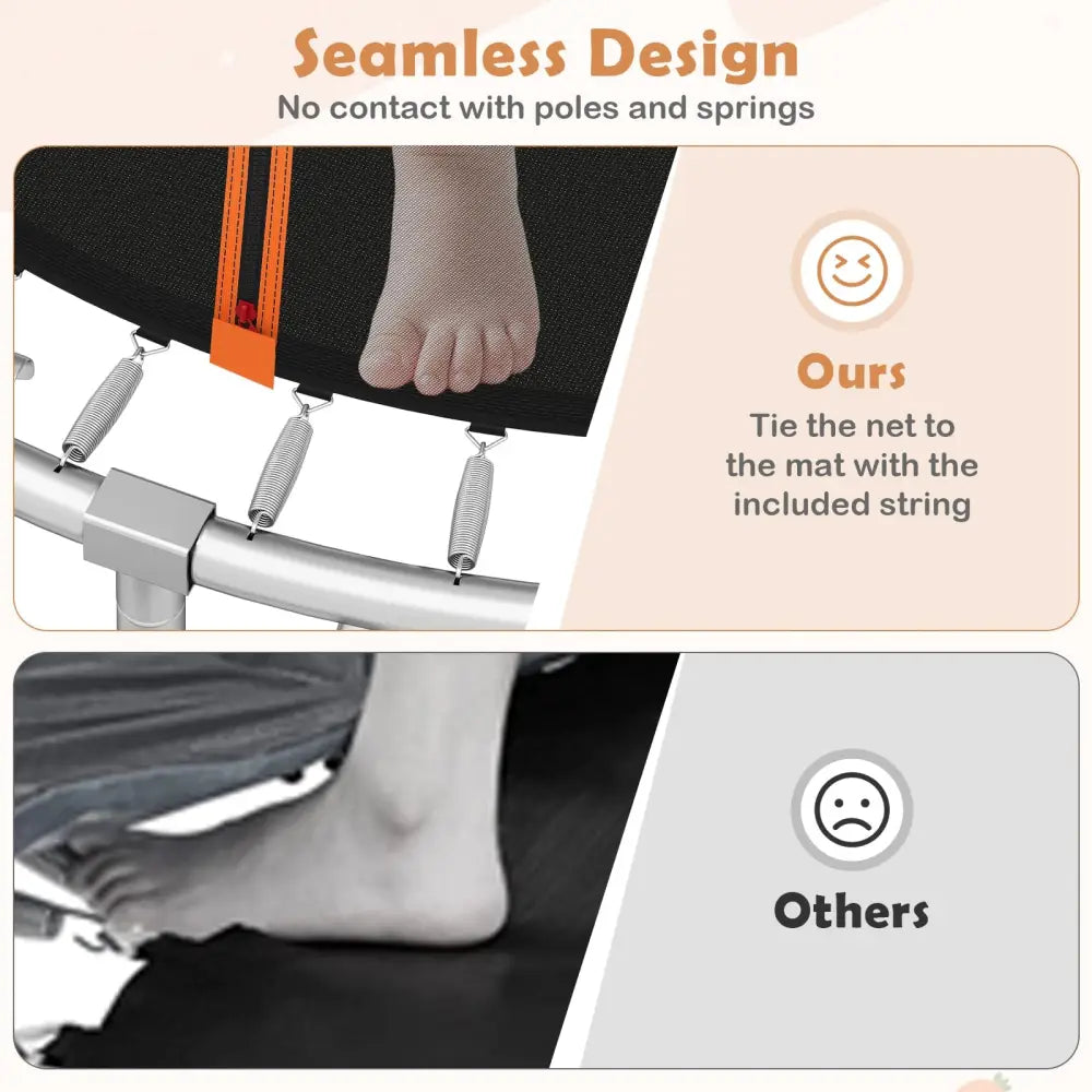 10FT Outdoor Trampoline Heavy-Duty Recreational Trampoline with Safety Enclosure Net-Orange - Orange - Trampolines
