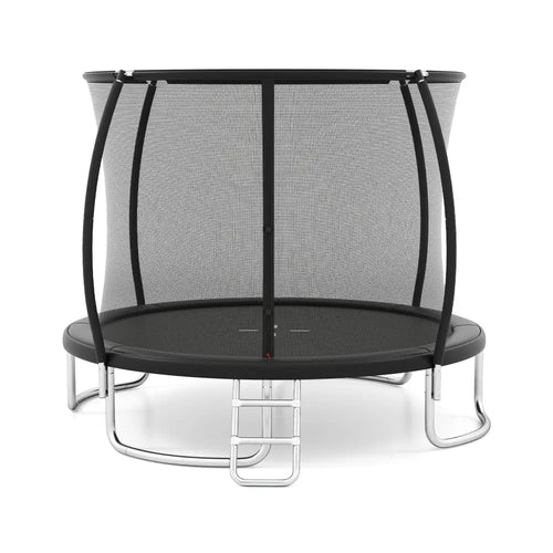 10FT Outdoor Trampoline Heavy-Duty Recreational Trampoline with Safety Enclosure Net-Black - Black - Trampolines