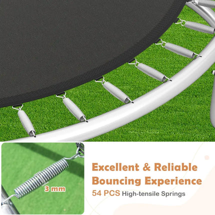 10FT Outdoor Trampoline Heavy-Duty Recreational Trampoline with Safety Enclosure Net-Orange - Orange - Trampolines