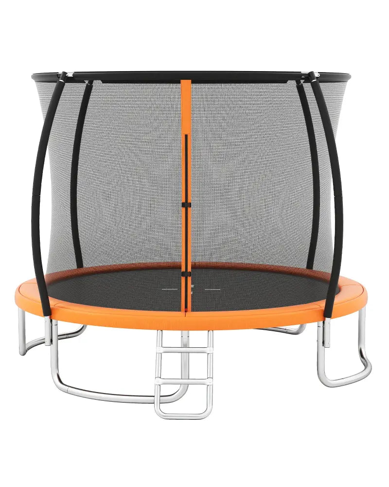 10FT Outdoor Trampoline Heavy-Duty Recreational Trampoline with Safety Enclosure Net-Orange - Orange - Trampolines