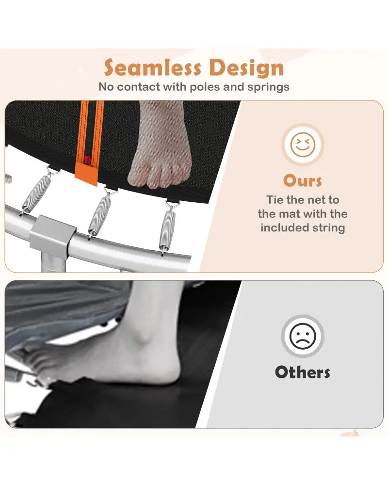 10FT Outdoor Trampoline Heavy-Duty Recreational Trampoline with Safety Enclosure Net-Orange - Orange - Trampolines