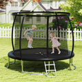 10FT Outdoor Trampoline Heavy-Duty Recreational Trampoline with Safety Enclosure Net-Black - Black - Trampolines