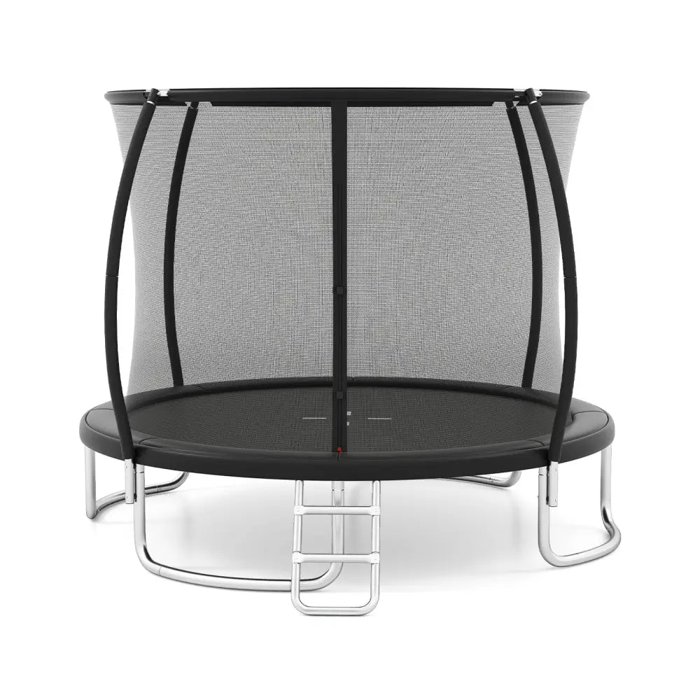 10FT Outdoor Trampoline Heavy-Duty Recreational Trampoline with Safety Enclosure Net-Black - Black - Trampolines