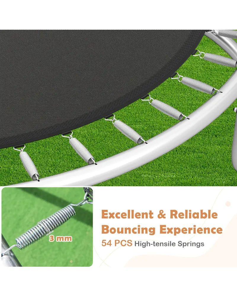 10FT Outdoor Trampoline Heavy-Duty Recreational Trampoline with Safety Enclosure Net-Orange - Orange - Trampolines