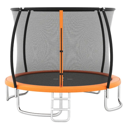 10FT Outdoor Trampoline Heavy-Duty Recreational Trampoline with Safety Enclosure Net-Orange - Orange - Trampolines