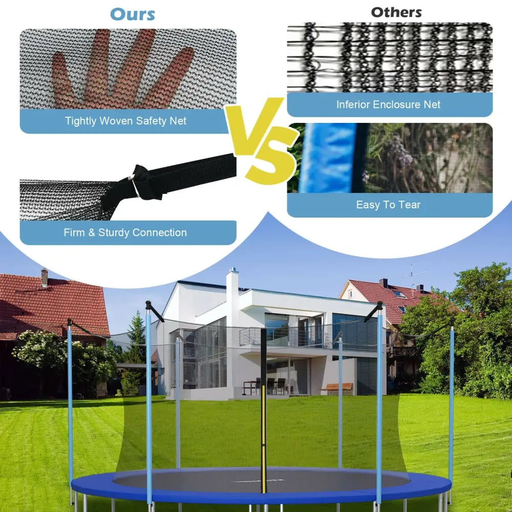 10Ft Replacement Weather-Resistant Trampoline Safety Enclosure Net - Black - Trampoline Accessories