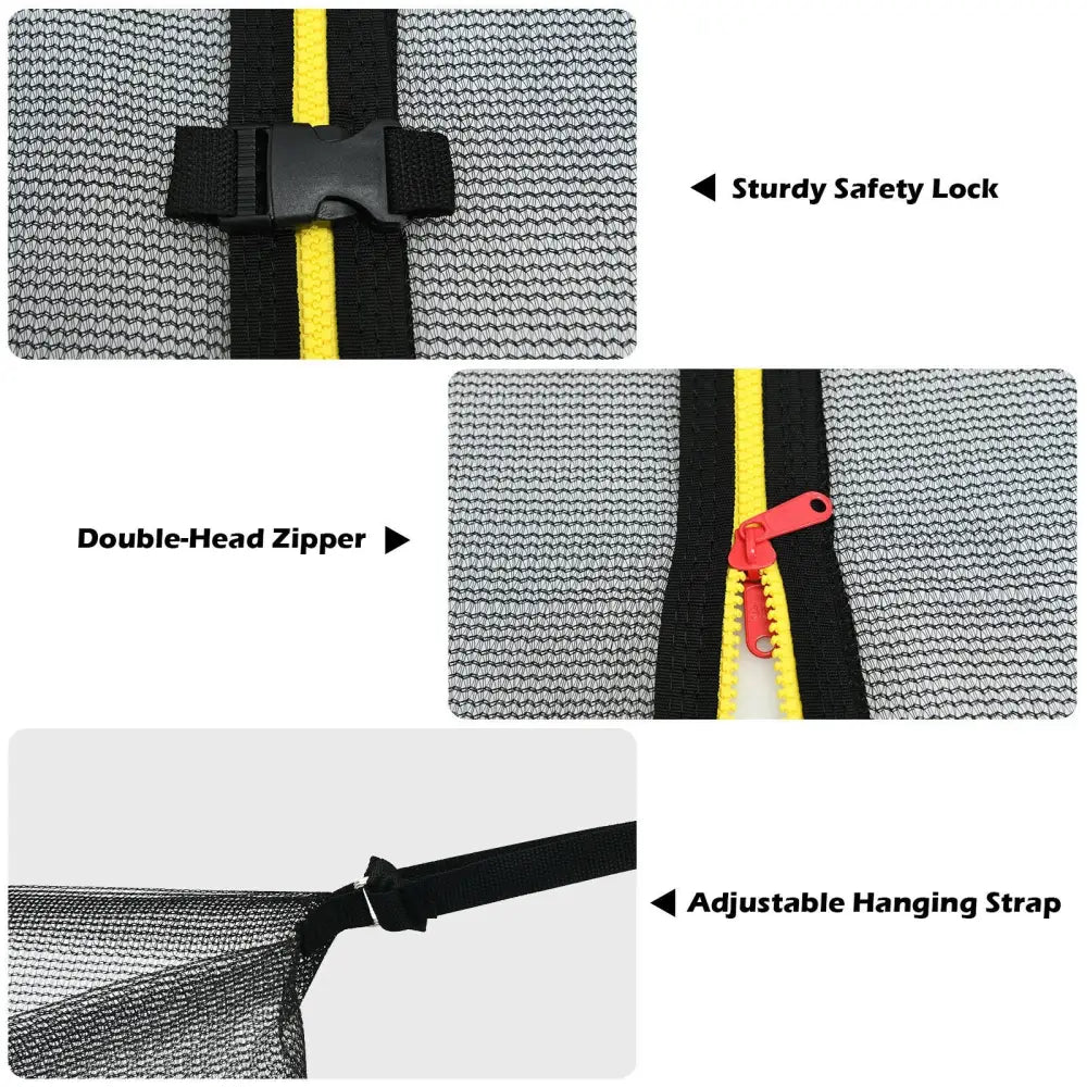 10Ft Replacement Weather-Resistant Trampoline Safety Enclosure Net - Black - Trampoline Accessories