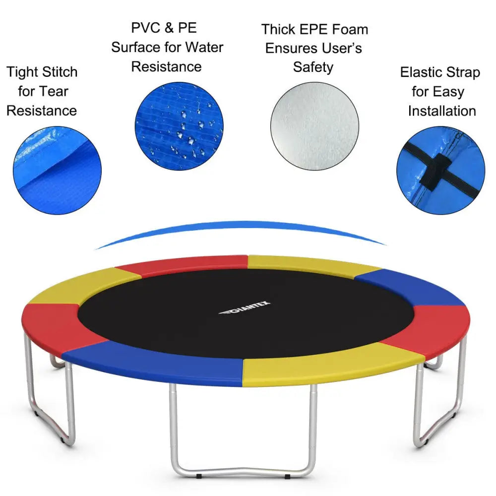 10Ft Waterproof Safety Trampoline Bounce Frame Spring Cover Outdoor/Indoor-Multicolor - Multicolor - Trampoline
