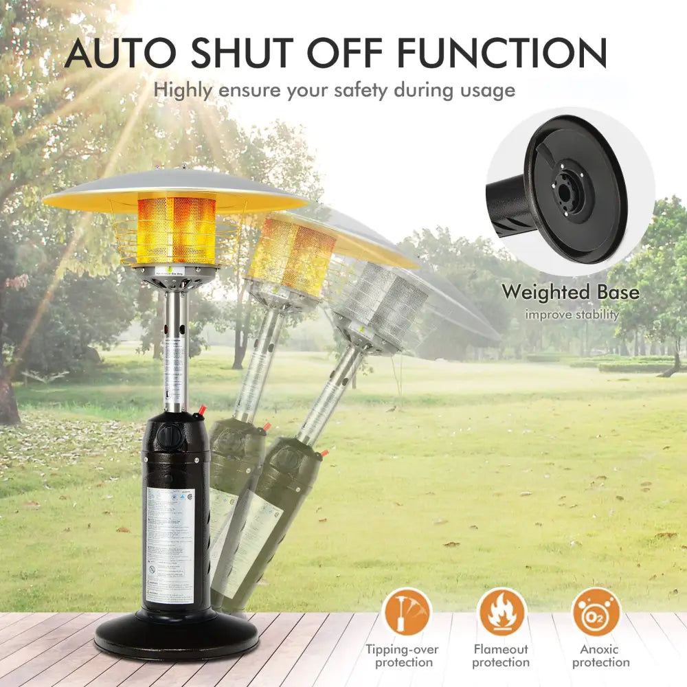 11 000 BTU Portable Tabletop Propane Patio Standing Heater-Black - Black - Patio Heaters