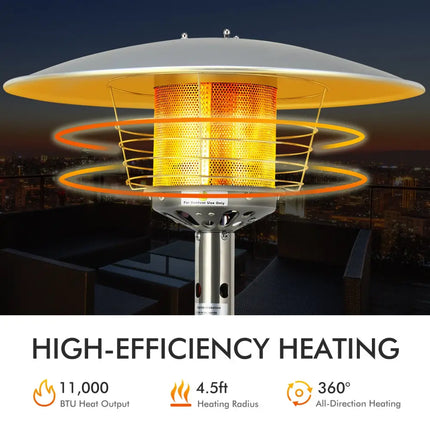 11 000 BTU Portable Tabletop Propane Patio Standing Heater-Black - Black - Patio Heaters