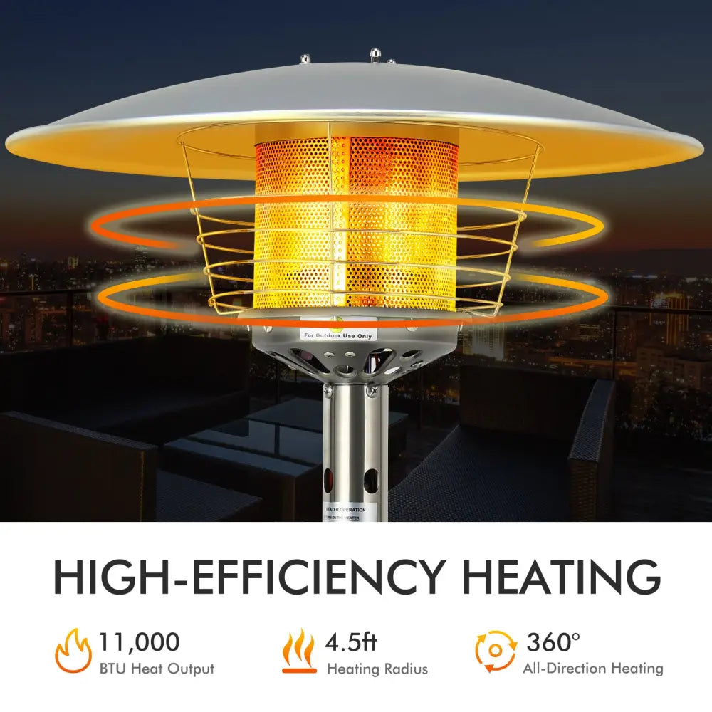 11 000 BTU Portable Tabletop Propane Patio Standing Heater-Black - Black - Patio Heaters