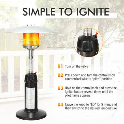 11 000 BTU Portable Tabletop Propane Patio Standing Heater-Black - Black - Patio Heaters