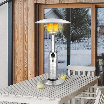 11 000BTU Portable Tabletop Patio Stainless Steel Standing Propane Heater - Silver - Patio Heaters