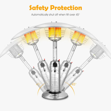 11 000BTU Portable Tabletop Patio Stainless Steel Standing Propane Heater - Silver - Patio Heaters