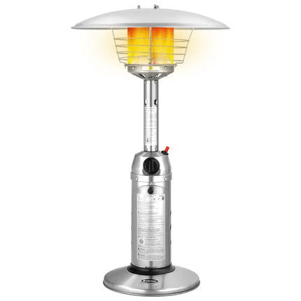 11 000BTU Portable Tabletop Patio Stainless Steel Standing Propane Heater - Silver - Patio Heaters