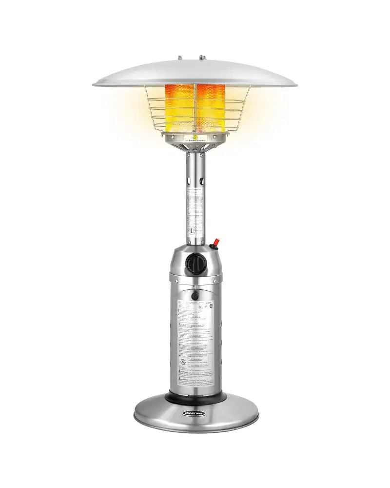 11 000BTU Portable Tabletop Patio Stainless Steel Standing Propane Heater - Silver - Patio Heaters