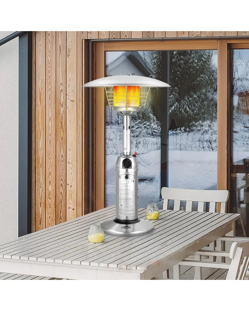 11 000BTU Portable Tabletop Patio Stainless Steel Standing Propane Heater - Silver - Patio Heaters