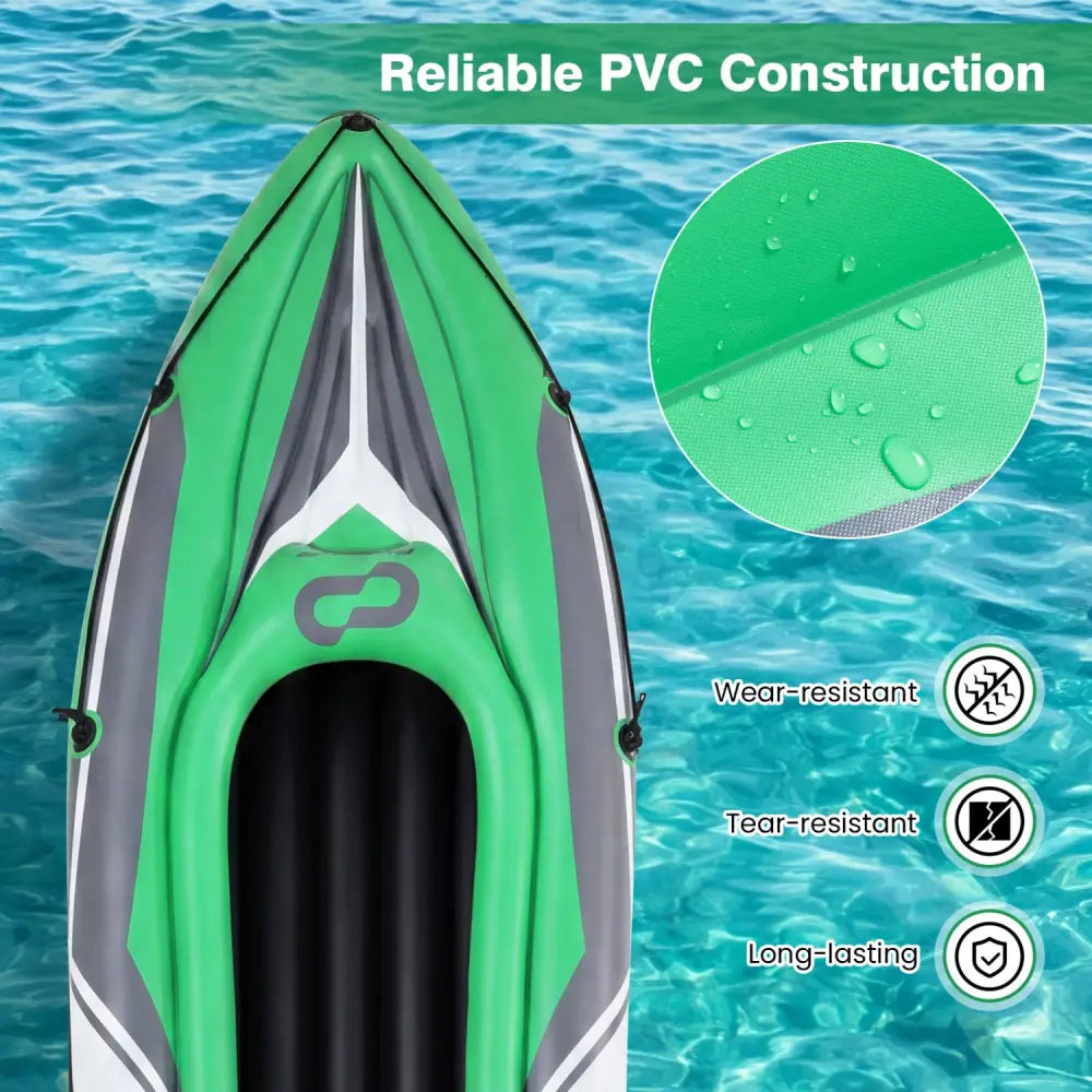 11.5 Feet Inflatable Kayak 2 Person Heavy Duty with Aluminum Paddles-Green - Green - Water Sports