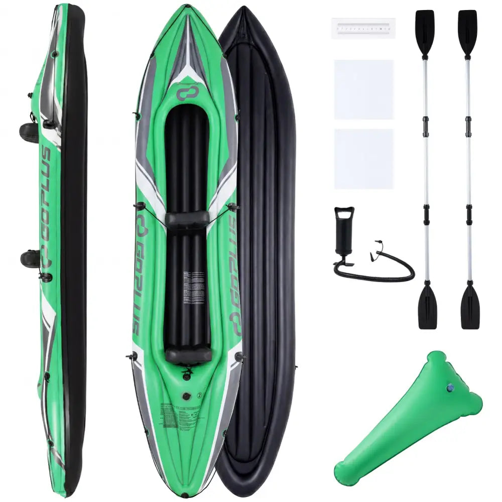 11.5 Feet Inflatable Kayak 2 Person Heavy Duty with Aluminum Paddles-Green - Green - Water Sports