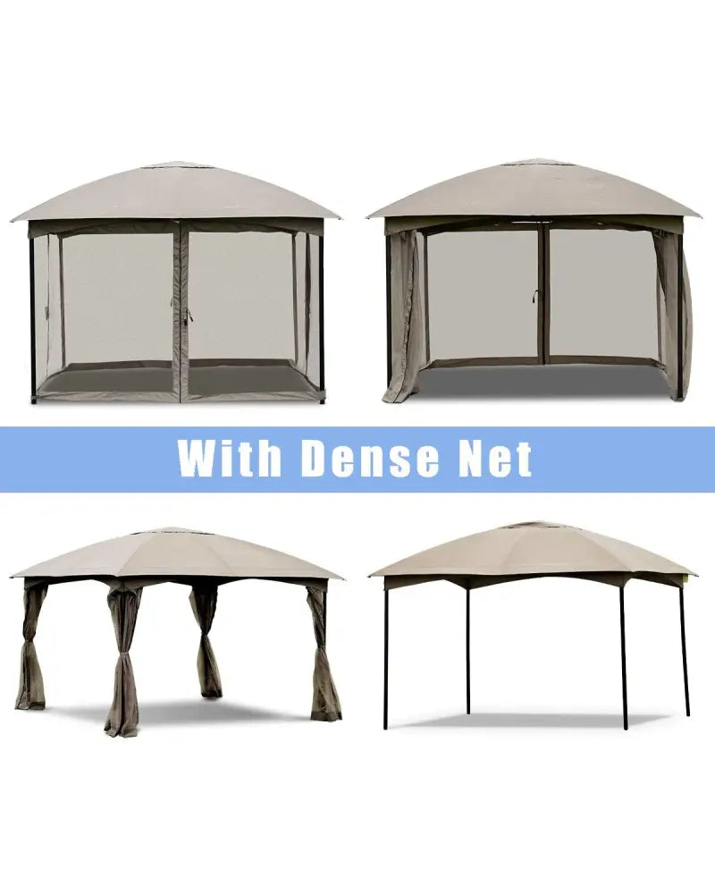 11.5 x 11.5 Feet Fully Enclosed Outdoor Gazebo with Removable 4 Walls - Brown - Gazebos