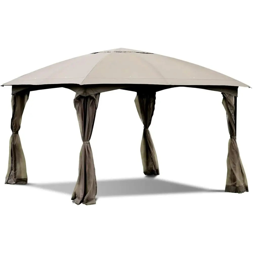 11.5 x 11.5 Feet Fully Enclosed Outdoor Gazebo with Removable 4 Walls - Brown - Gazebos