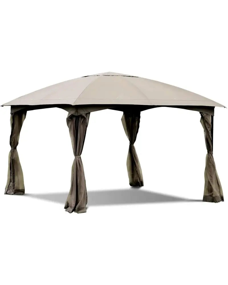 11.5 x 11.5 Feet Fully Enclosed Outdoor Gazebo with Removable 4 Walls - Brown - Gazebos