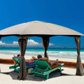 11.5 x 11.5 Feet Fully Enclosed Outdoor Gazebo with Removable 4 Walls - Brown - Gazebos