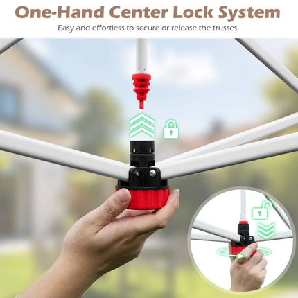11.5 x 11.5 FT Pop-up Canopy Instant One-Person Setup with Mesh Screen Netting-Beige - Beige - Canopies